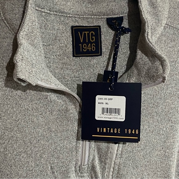 Vintage 1946 "Space Dye" 1/4 Zip Pullover Light Grey - Picture 7 of 7